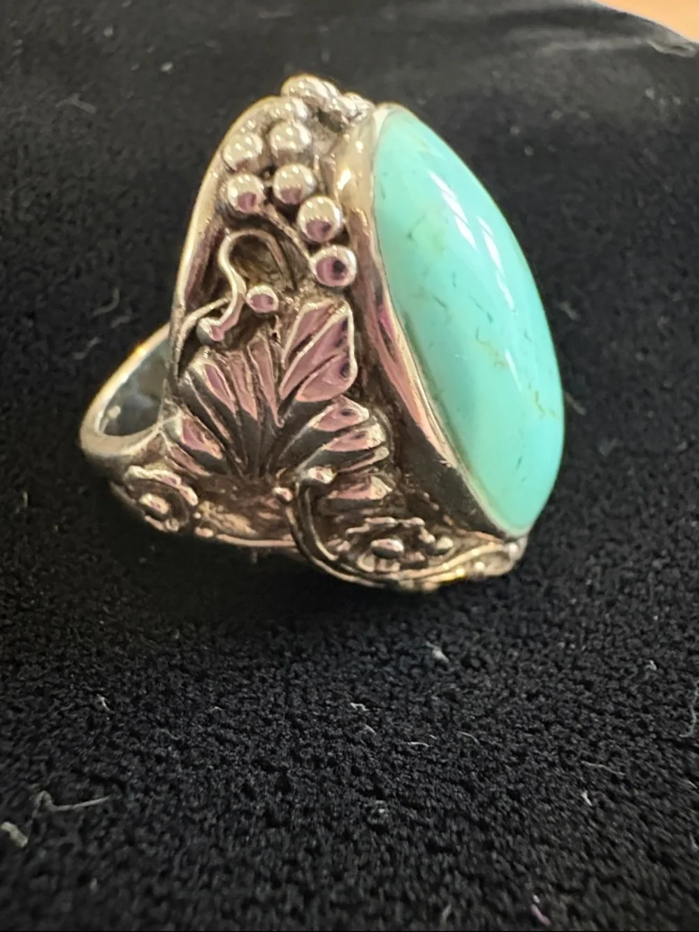 Sterling Silver Oval Turquoise Statement Ring - robin egg blue - Picture 3 of 4